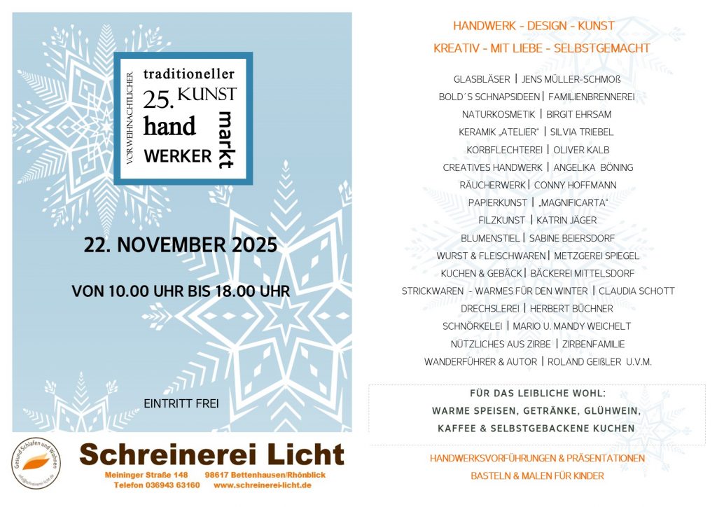 Handwerkermarkt, Kunsthandwerker. 22.11.2025,